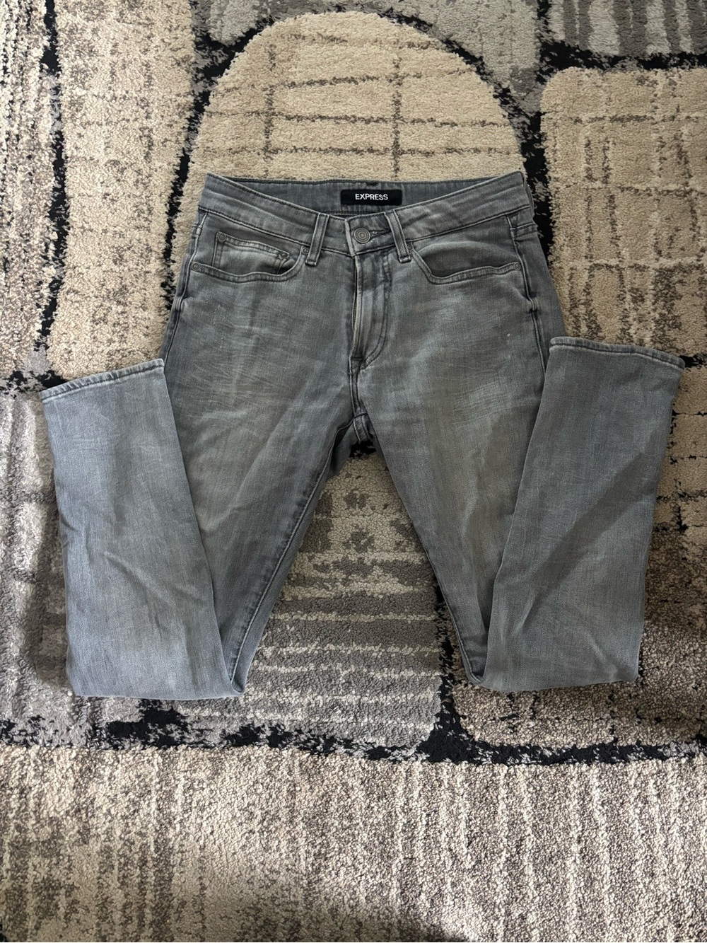 Express Men's Faded Gray Skinny Jeans